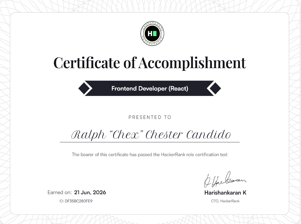 Frontend Development Certificate